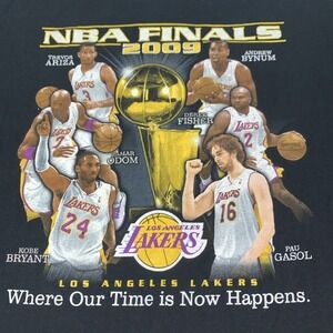 LA LAKERS 2009 Finals Black T Shirt Mens Size 2XL Kobe Bryant Gasol Rare 2 Sided
